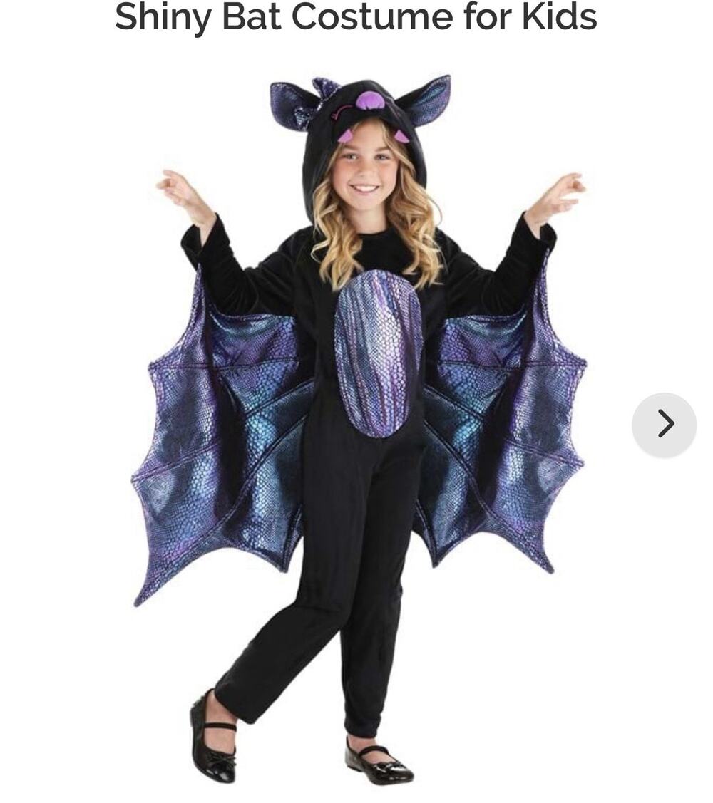 Kid's Shiny Bat Costume Sz S/6-8 Halloween Girl Costume